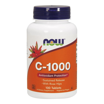 NOW Foods Witamina C-1000 z Dziką Różą o Przedłużonym Uwalnianiu Na Wsparcie Odporności 100 Tabletek