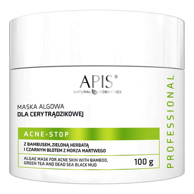 Apis Professional Acne Stop Maska Algowa z Bambusem Zieloną Herbatą i Czarnym Błotem z Morza Martwego dla Cery Trądzikowej 100g