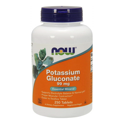 Now Foods Potassium Gluconate 99mg Glukonian Potasu Wspomaga Zdrowie Mięsni 250 Tabletek