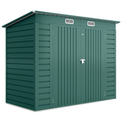Outsunny 3.7 x 7.9ft Galvanised Steel Shed, with Latched Door and Padlock - Green