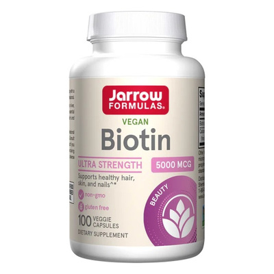 Jarrow Formulas Biotyna 5000mcg na Zdrową Skórę Włosy i Paznokcie 100 Kapsułek
