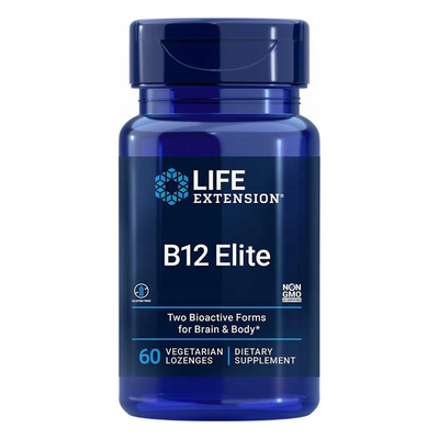 Life Extension B12 Elite Witamina B12 Na Wsparcie Układu Nerwowego 60 Wegetariańskich Pastylek do Ssania