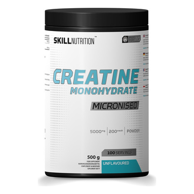 Skill Nutrition Mikronizowany Monohydrat Kreatyny w Proszku Bezsmakowy Na Siłę i Masę Mięśniową 500g