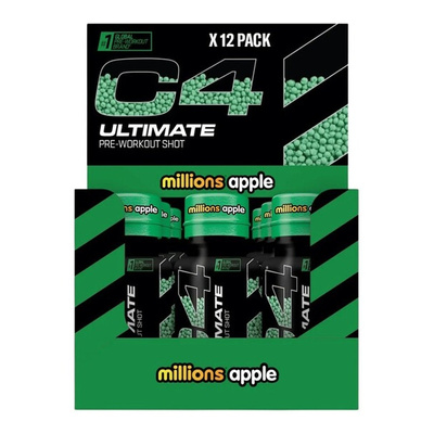 C4 Ultimate Pre-Workout Shot, Millions Apple - 12 x 60 ml.
