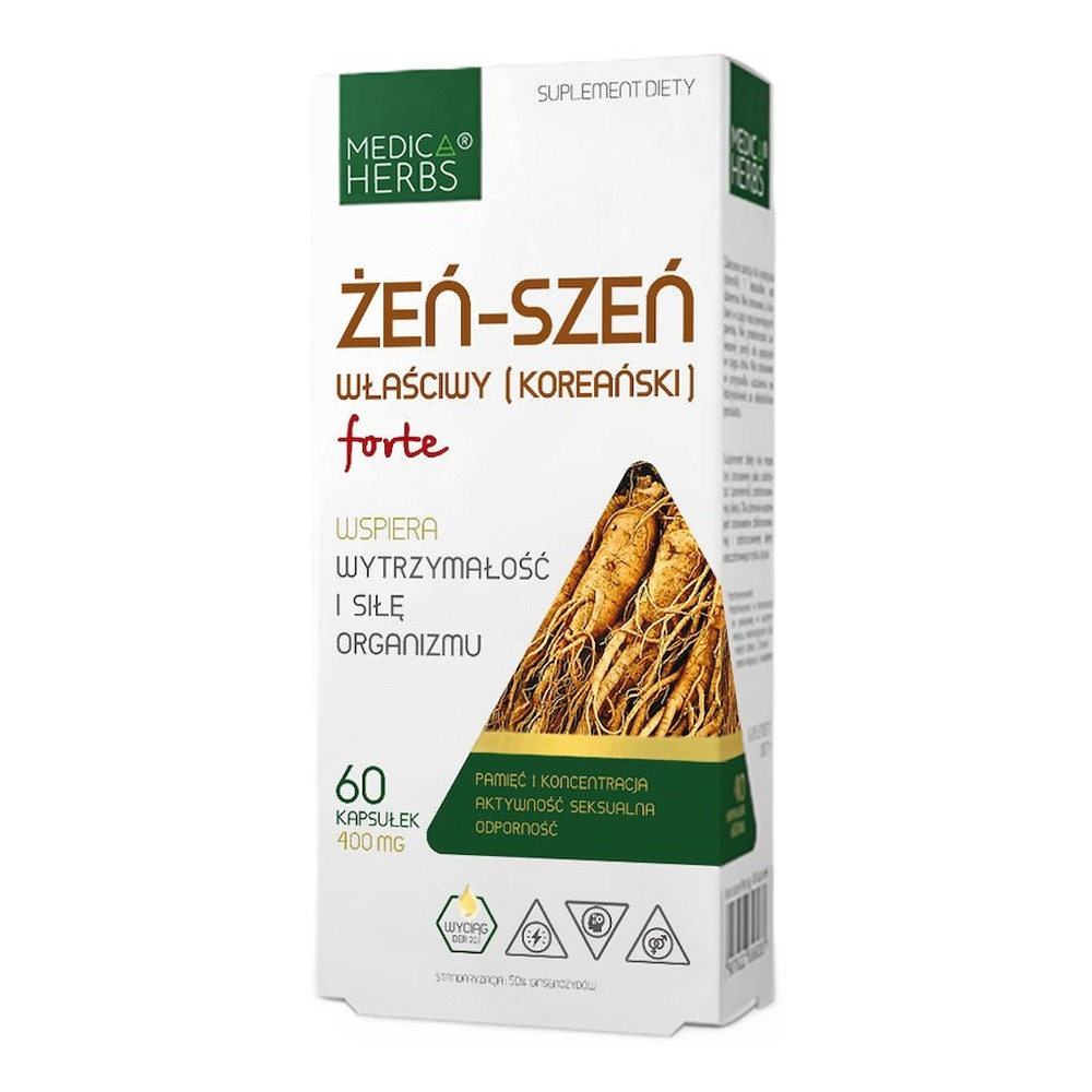 MEDICA HERBS Żeń-szeń właściwy (koreański) forte 400mg, 60 kaps.
