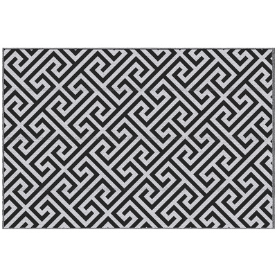 Outsunny 152 x 243 cm(5x 8ft) Outdoor Rug Reversible Mat Plastic Straw Rug Portable RV Camping Mat for Garden Deck Picnic Indoor, Black & White