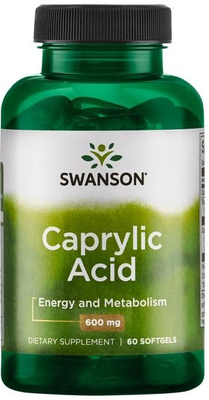 Swanson Kwas Kaprylowy 600mg Wspierający Równowagę Mikroflory Jelitowej 60 Kapsułek