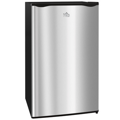 HOMCOM Under Counter Fridge, 91L Small Fridge with Chiller Box, Removable Shelf, Reversible Door, Adjustable Legs, Mini Refrigerator, Silver Tone