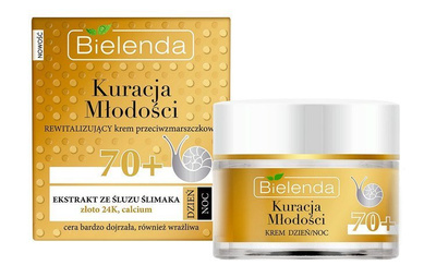 Bielenda Kuracja Młodości Krem 70+ ze Śluzem Ślimaka i Złotem 24K do Cery Dojrzałej 50ml