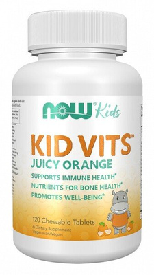 NOW Foods Kid Vits Soczysta Pomarańcza Multiwitamina dla Dzieci 120 Tabletek do Żucia