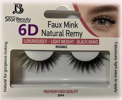 Star Beauty Professional Sztuczne Rzęsy 6D Lekkie Nadające Objętość Wielokrotnego Użytku SEF04 1 Para