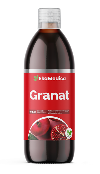 EkaMedica Naturalny 100% Sok z Owoców Granatu Poprawa Układu Krwionośnego 500ml