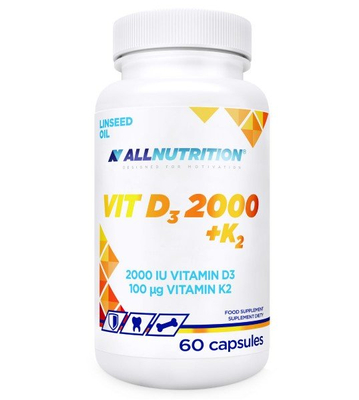 Allnutrition Witamina D3 2000 K2 Suplement Diety Na Zdrowe Kości i Odporność 60 Kapsułek