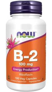 Now Foods Vitamin B-2 Ryboflawina 100mg Wspomaga Procesy Utleniania i Redukcji 100 Kapsułek