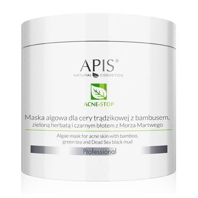 Apis Professional Acne Stop Maska Algowa z Bambusem Zieloną Herbatą i Czarnym Błotem dla Cery Trądzikowej  200g