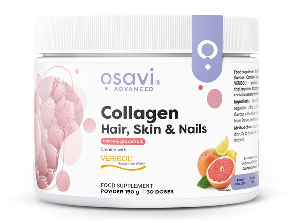 Osavi Collagen Peptides Kolagen Włosy Skóra i Paznokcie Cytryna - Grejpfrut 150g