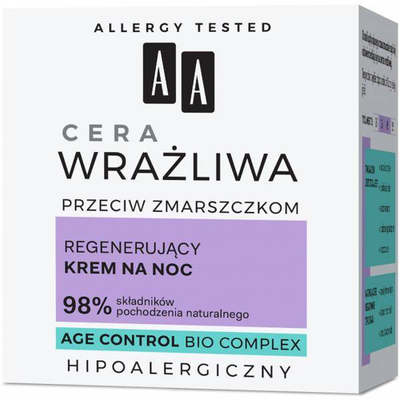 AA Sensitive Skin Hipoalergiczny Regenerujący Krem na Noc przeciw Zmarszczkowy 50ml
