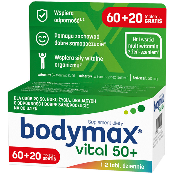 Bodymax 50+ Vital Odporność i Dobre Samopoczucie 60+ 20 Tabletek