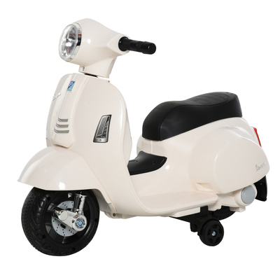 HOMCOM Vespa Licensed 6V Kids Electric Motorbike Ride On Motorcycle  Battery Powered for 18-36 Months with Horn Light White