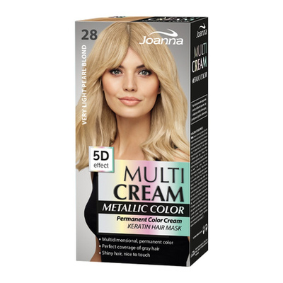 Joanna Multi Cream Metallic Color Farba Pielęgnująca 28 Bardzo Jasny Perłowy Blond 60x40x20g
