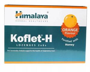 Himalaya Koflet-H Pomarańcza Wspiera Zdrowie Dróg Oddechowych 12 Pastylek do Ssania