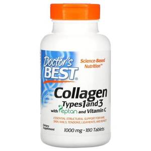 Doctor's Best Collagen Types 1 and 3 with Peptan and Vitamin C 1000mg 180 Tabletek