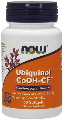 NOW Foods Ubichinol CoQH-CF 50 mg Aktywna Forma Koenzymu Q10 60 Kapsułek
