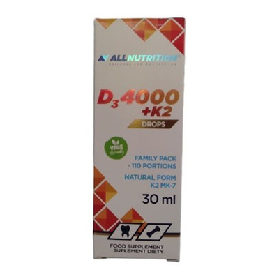 Allnutrition Witamina D3 4000 K2 w Kroplach Na Odporność i Zdrowe Kości 30ml