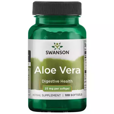Swanson Ziołowy Suplement Aloes dla Zdrowia Układu Pokarmowego 25mg 100 Kapsułek