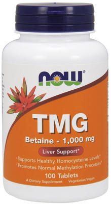 Now Foods TMG Trimethylglycine 1000mg Wspiera Detoksykację Wątroby 100 Tabletek
