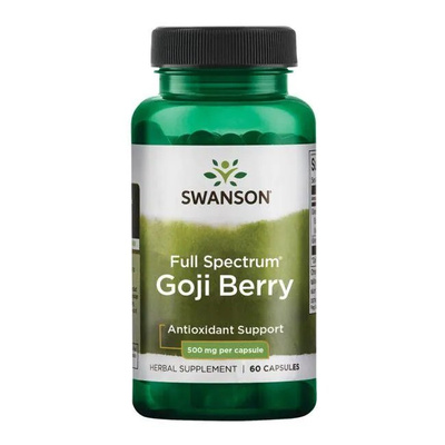 Swanson Jagody Goji 500mg na Witalność i Odporność 60 Kapsułek
