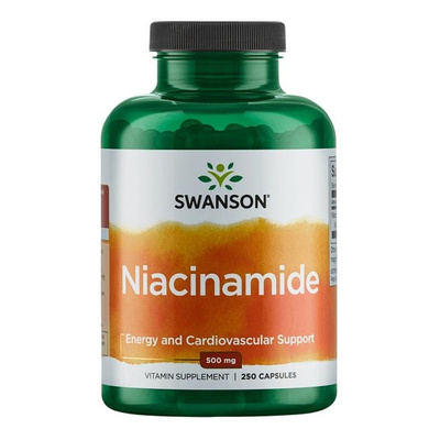 Swanson Niacinamide 500mg Witamina B3 na Skórę i Energię 250 Kapsułek