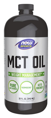 Now Foods MCT Oil Pure Liquid Źródło Natychmiastowej i Trwałej Energii Wspiera Wysiłek Fizyczny i Umysłowy 946ml