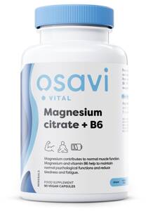 Osavi Magnesium Citrate + B6 375mg + 4.2mg Cytrynian Magnezu Wspomaga Pracę Mięśni i Układ Nerwowy 90 Kapsułek