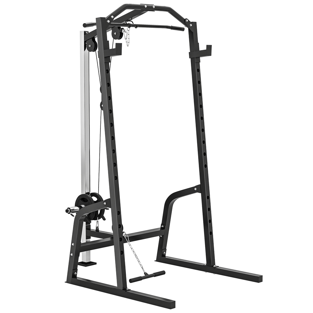 SPORTNOW Power Cage Power Rack with 15-Level Squat Rack, Cable Pulley System, Pull up Stand and Push up Stand