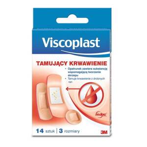 Viscoplast Tamujący Krwawienie Plastry z Opatrunkiem 3 Rozmiary 14 Sztuk