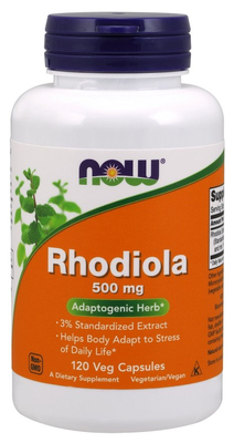 NOW Foods Różeniec Górski 500mg Adaptogen na Wsparcie w Stresie 120 Kapsułek