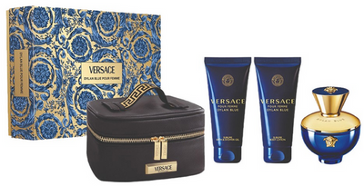 Versace Pour Femme Dylan Blue Woda Perfumowana 100ml EDP Żel pod Prysznic 100ml Blasam do Ciała 100ml Kosmetyczka Zestaw dla Kobiet 1 Sztuka