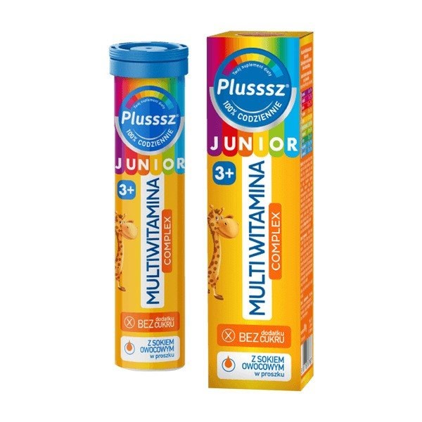 Plusssz Junior Multiwitamina Complex Tabletki Musujące dla Dzieci 20 Sztuk