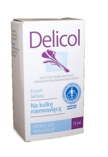 Aflofarm Delicol Krople z Laktazą dla Niemowląt na Kolki 15ml