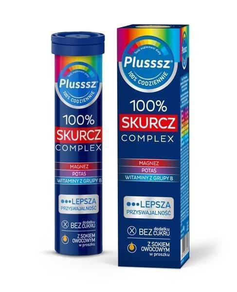 Plusssz 100% Skurcz Complex Tabletki Musujące o Smaku Pomarańczowo Grejpfrutowym 20szt