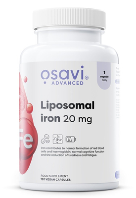 Osavi Żelazo Liposomalne 20mg Wysoka Przyswajalność Na Energię 120 Kapsułek