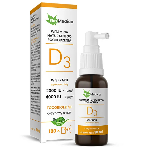 EkaMedica Witamina D3 w Sprayu 2000-4000 IU Wspierająca Odporność i Kości 30ml