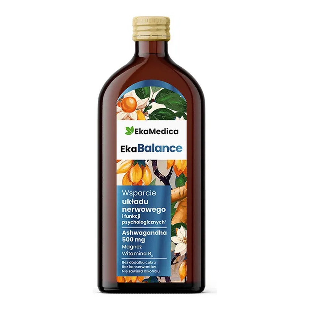 Ekamedica EkaBalance Płynny Suplement z Ashwagandhą, Magnezem i Witaminą B6 500ml