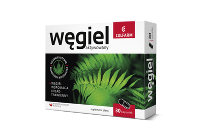 Węgiel Aktywny Wspomaga Układ Pokarmowy Jelita Biegunki Zatrucia 30 Kapssułek