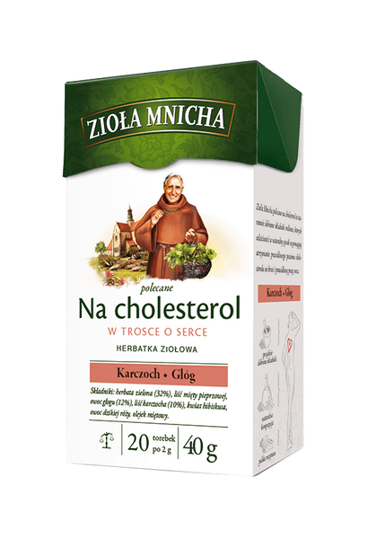 Zioła Mnicha Herbata na Cholesterol w Trosce o Serce z Karczochem i Głogiem 20x2g