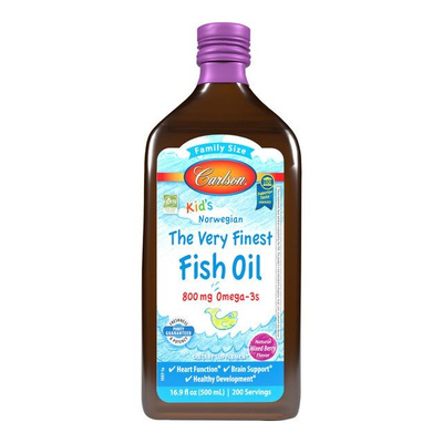 Carlson Labs Tran dla Dzieci The Very Finest Fish Oil O Smaku Owoców Leśnych Na Zdrowy Rozwój 500ml