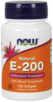 Now Foods Vitamin E-200 Natural Mixed Tocopherols Wspiera Odporność 100 Kapsułek