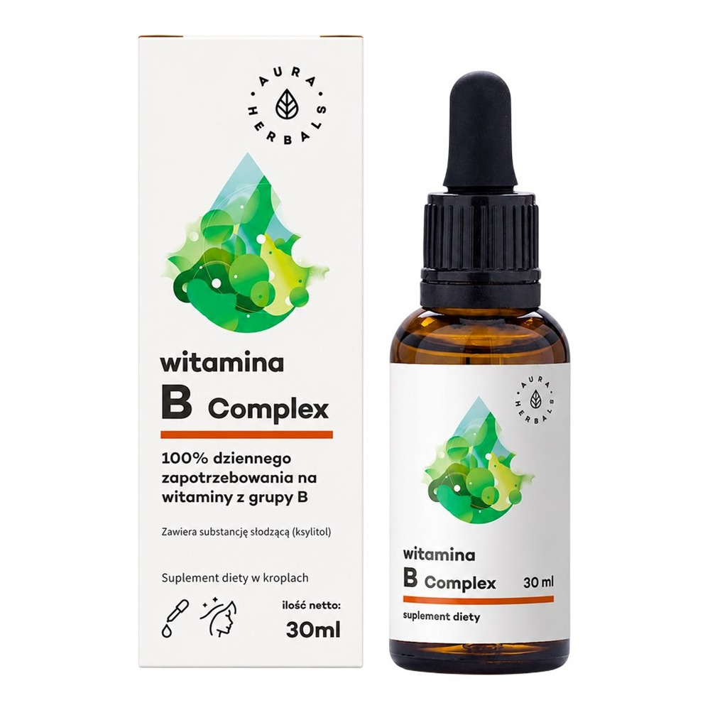 AURA HERBALS Witamina B Complex 8 Witamin B Krople Miętowe 30ml
