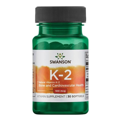 Swanson Witamina K-2 MK-7 100mcg na Zdrowe Kości 30 Kapsułek